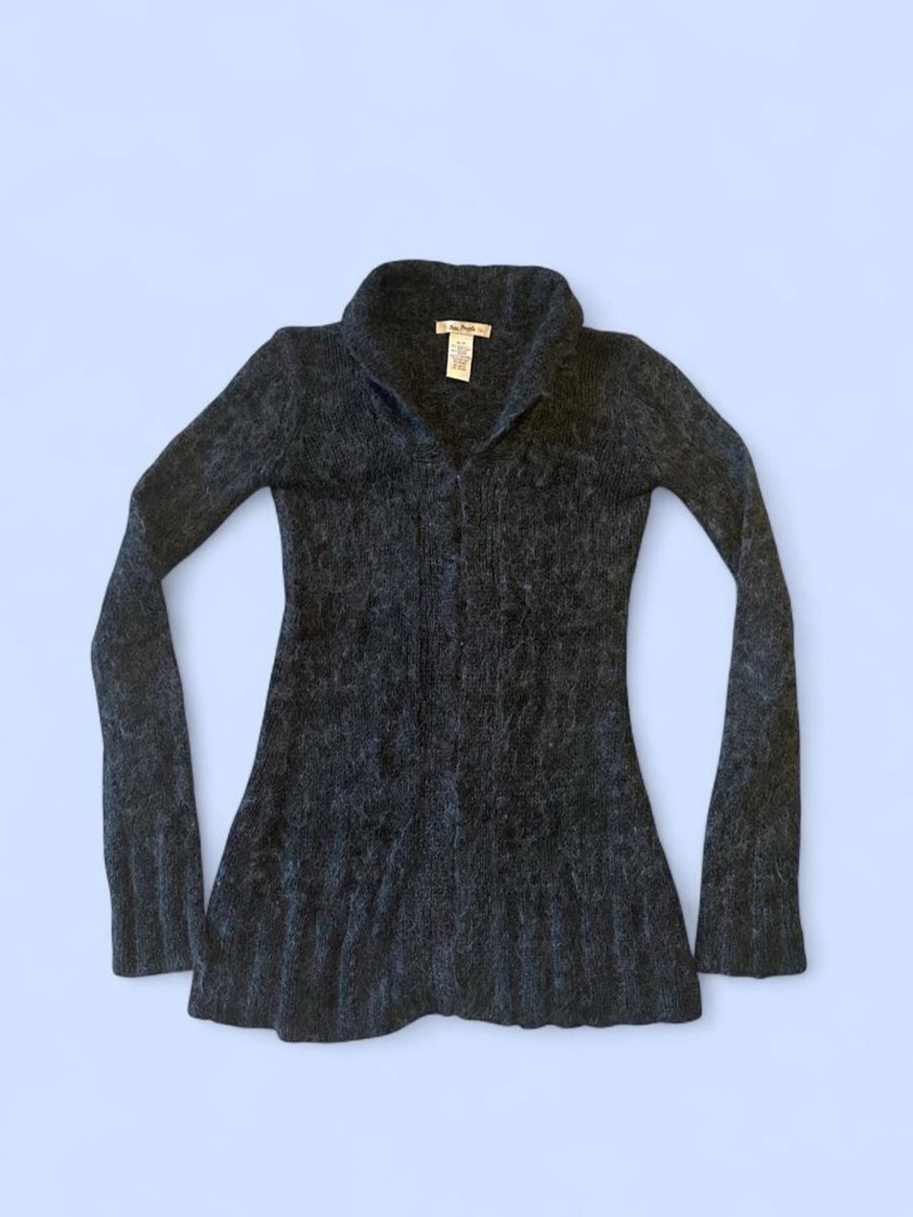 Free People Dark Gray Knit Acrylic & Mohair Cardigan